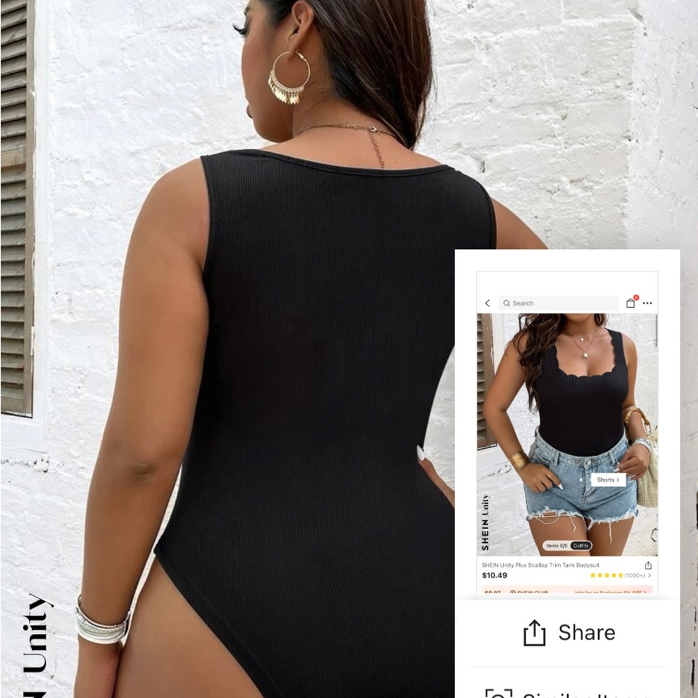 SHEIN unity plus scallop trim tank body suit